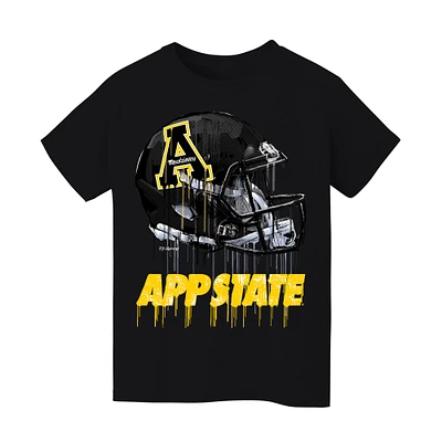 Youth Vive La Fete Black Appalachian State Mountaineers Dripping Football Helmet T-Shirt