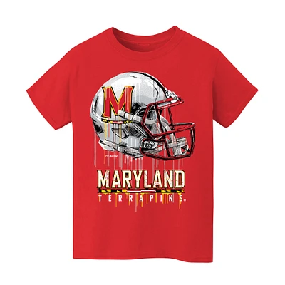 Youth Vive La Fete Red Maryland Terrapins Dripping Football Helmet T-Shirt