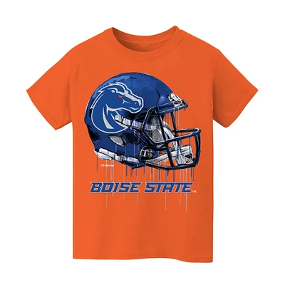 Youth Vive La Fete Orange Boise State Broncos Dripping Football Helmet T-Shirt