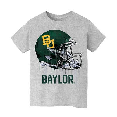 Youth Vive La Fete Heather Gray Baylor Bears Dripping Football Helmet T-Shirt