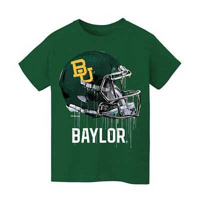 Youth Vive La Fete Green Baylor Bears Dripping Football Helmet T-Shirt
