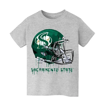 Youth Vive La Fete Heather Gray Sacramento State Hornets Dripping Football Helmet T-Shirt