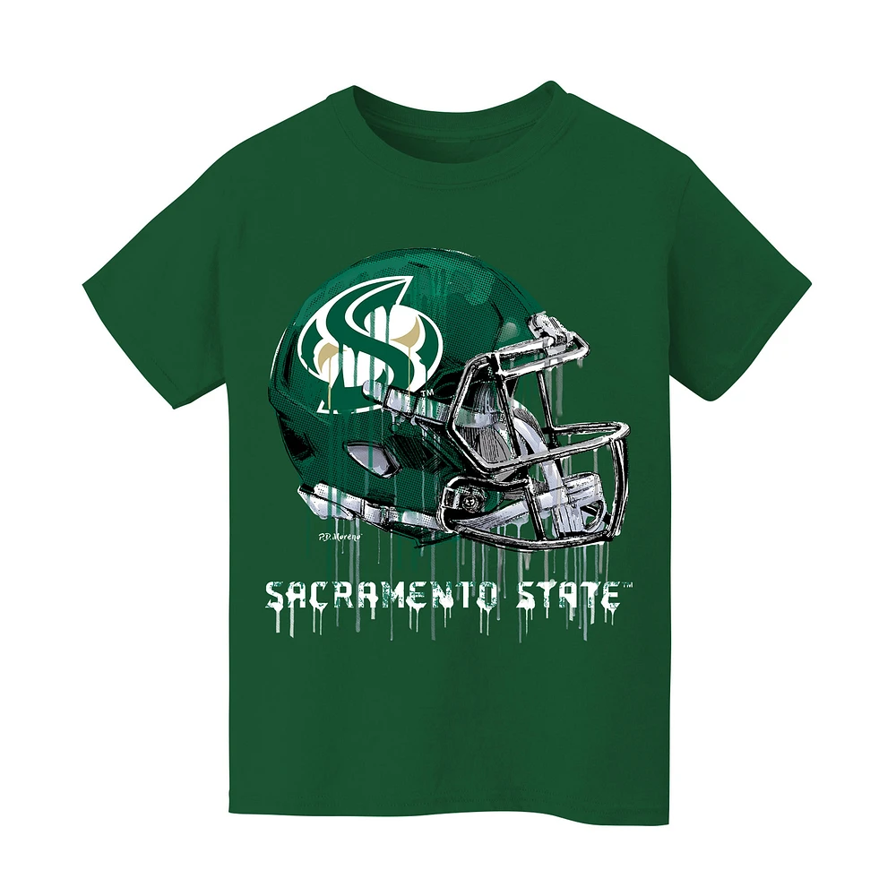 Youth Vive La Fete Green Sacramento State Hornets Dripping Football Helmet T-Shirt