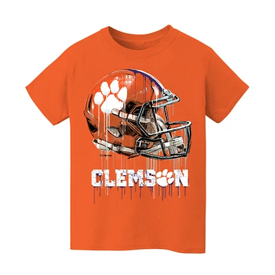 Youth Vive La Fete Orange Clemson Tigers Dripping Football Helmet T-Shirt