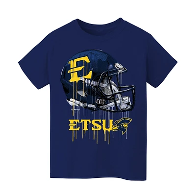 Youth Vive La Fete Navy ETSU Buccaneers Dripping Football Helmet T-Shirt