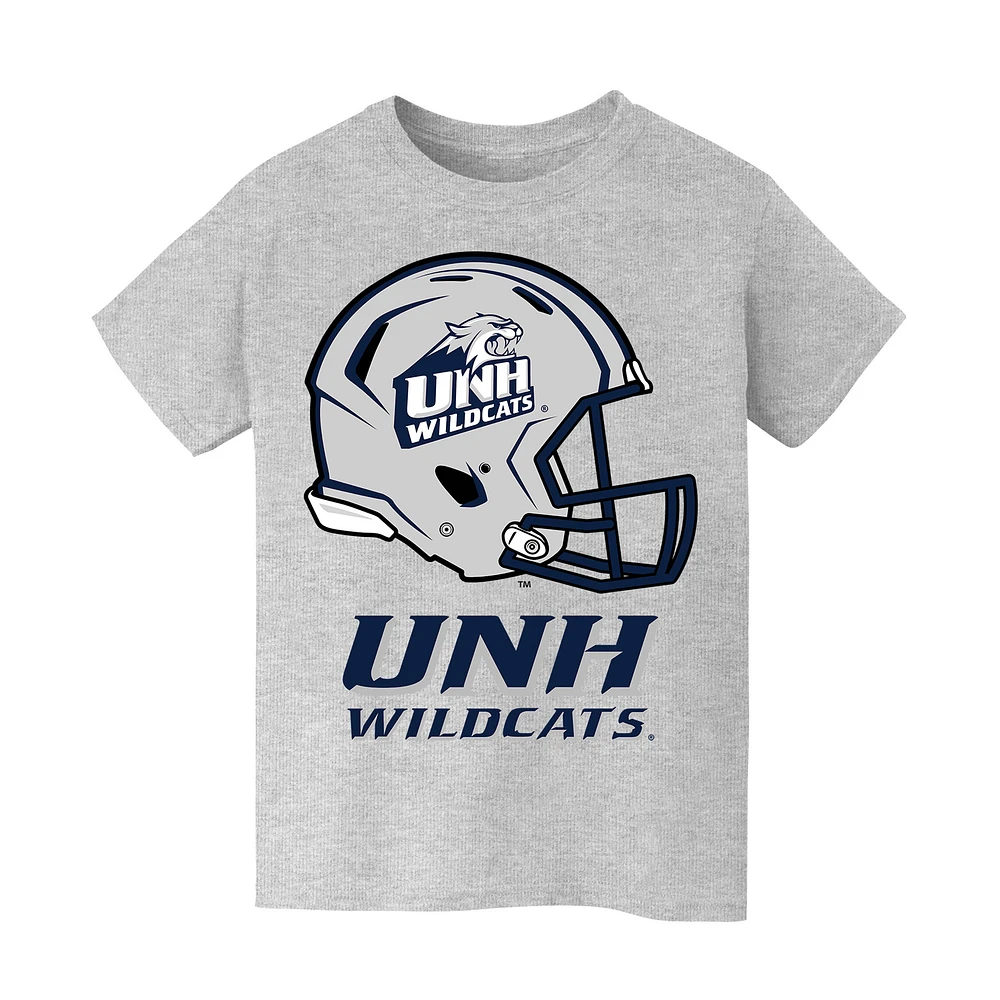 Youth Vive La Fete Heather Gray New Hampshire Wildcats Dripping Football Helmet T-Shirt