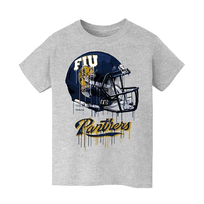 Youth Vive La Fete Heather Gray FIU Panthers Dripping Football Helmet T-Shirt