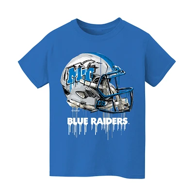 Youth Vive La Fete Light Blue MTSU Raiders Dripping Football Helmet T-Shirt