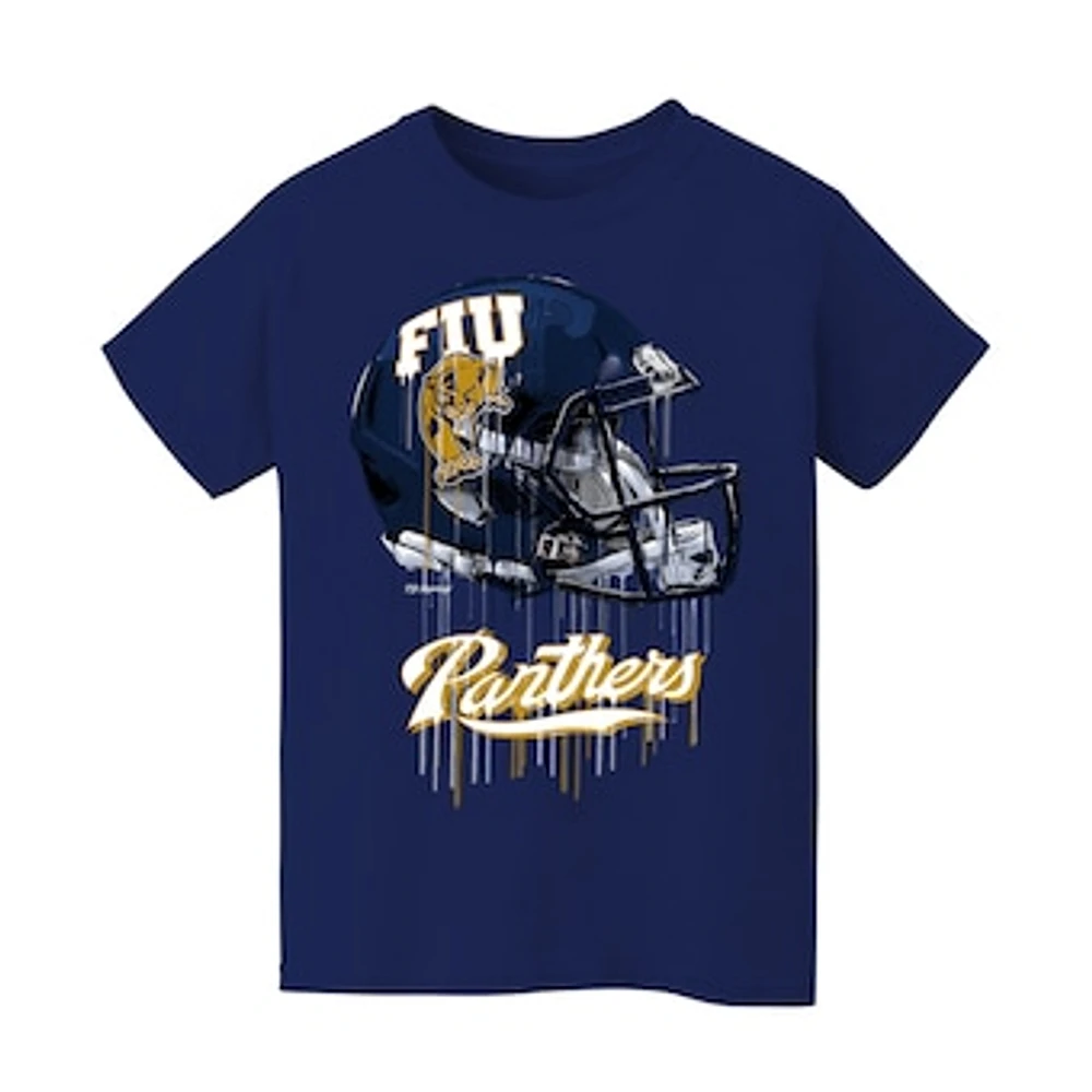 Youth Vive La Fete Navy FIU Panthers Dripping Football Helmet T-Shirt