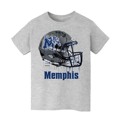 Youth Vive La Fete Heather Gray Memphis Tigers Dripping Football Helmet T-Shirt