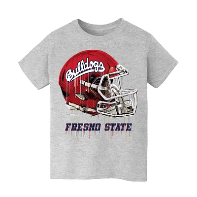Youth Vive La Fete Heather Gray Fresno State Bulldogs Dripping Football Helmet T-Shirt