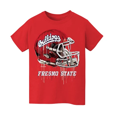 Youth Vive La Fete Red Fresno State Bulldogs Dripping Football Helmet T-Shirt