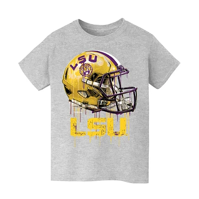 Youth Vive La Fete Heather Gray LSU Tigers Dripping Football Helmet T-Shirt