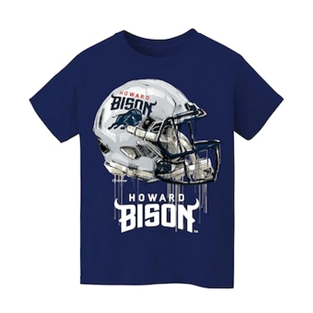 Youth Vive La Fete Navy Howard Bison Dripping Football Helmet T-Shirt
