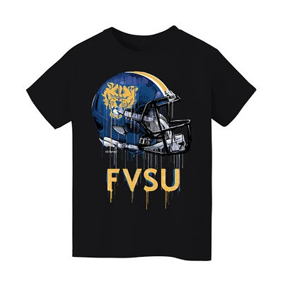 Youth Vive La Fete Black Fort Valley State Wildcats Dripping Football Helmet T-Shirt