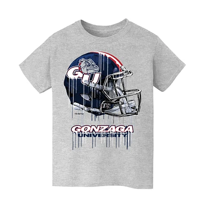 Youth Vive La Fete Heather Gray Gonzaga Bulldogs Dripping Football Helmet T-Shirt