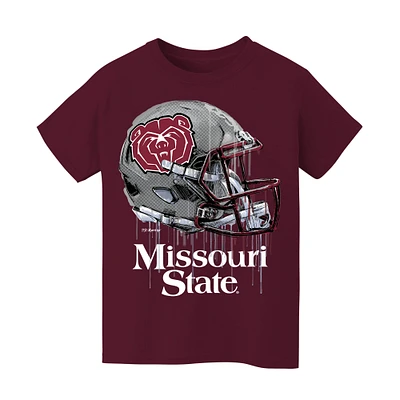 Youth Vive La Fete Maroon Missouri State University Bears Dripping Football Helmet T-Shirt