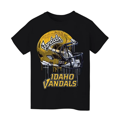Youth Vive La Fete Black Idaho Vandals Dripping Football Helmet T-Shirt