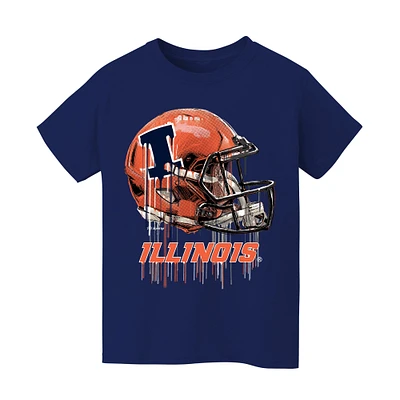 Youth Vive La Fete Navy Illinois Fighting Illini Dripping Football Helmet T-Shirt