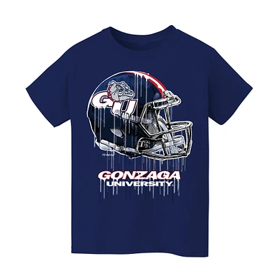 Youth Vive La Fete Navy Gonzaga Bulldogs Dripping Football Helmet T-Shirt