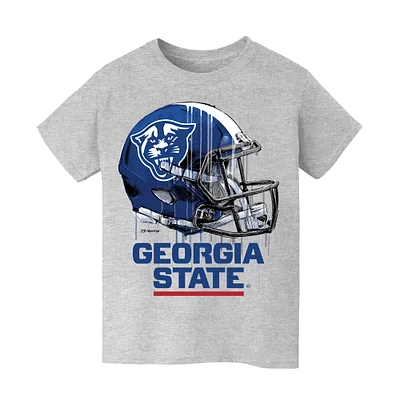 Youth Vive La Fete Heather Gray Georgia State Panthers Dripping Football Helmet T-Shirt
