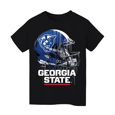 Youth Vive La Fete Black Georgia State Panthers Dripping Football Helmet T-Shirt