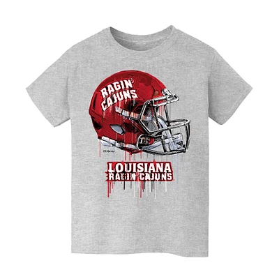 Youth Vive La Fete Heather Gray Louisiana Ragin' Cajuns Dripping Football Helmet T-Shirt