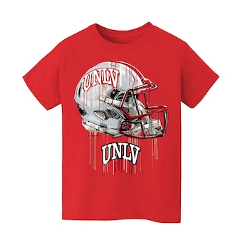 Youth Vive La Fete Red UNLV Rebels Dripping Football Helmet T-Shirt