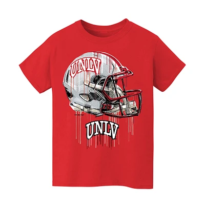 Youth Vive La Fete Red UNLV Rebels Dripping Football Helmet T-Shirt