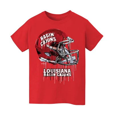Youth Vive La Fete Red Louisiana Ragin' Cajuns Dripping Football Helmet T-Shirt