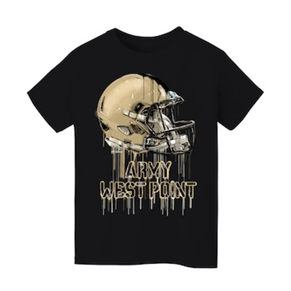 Youth Vive La Fete Black Army Knights Dripping Football Helmet T-Shirt
