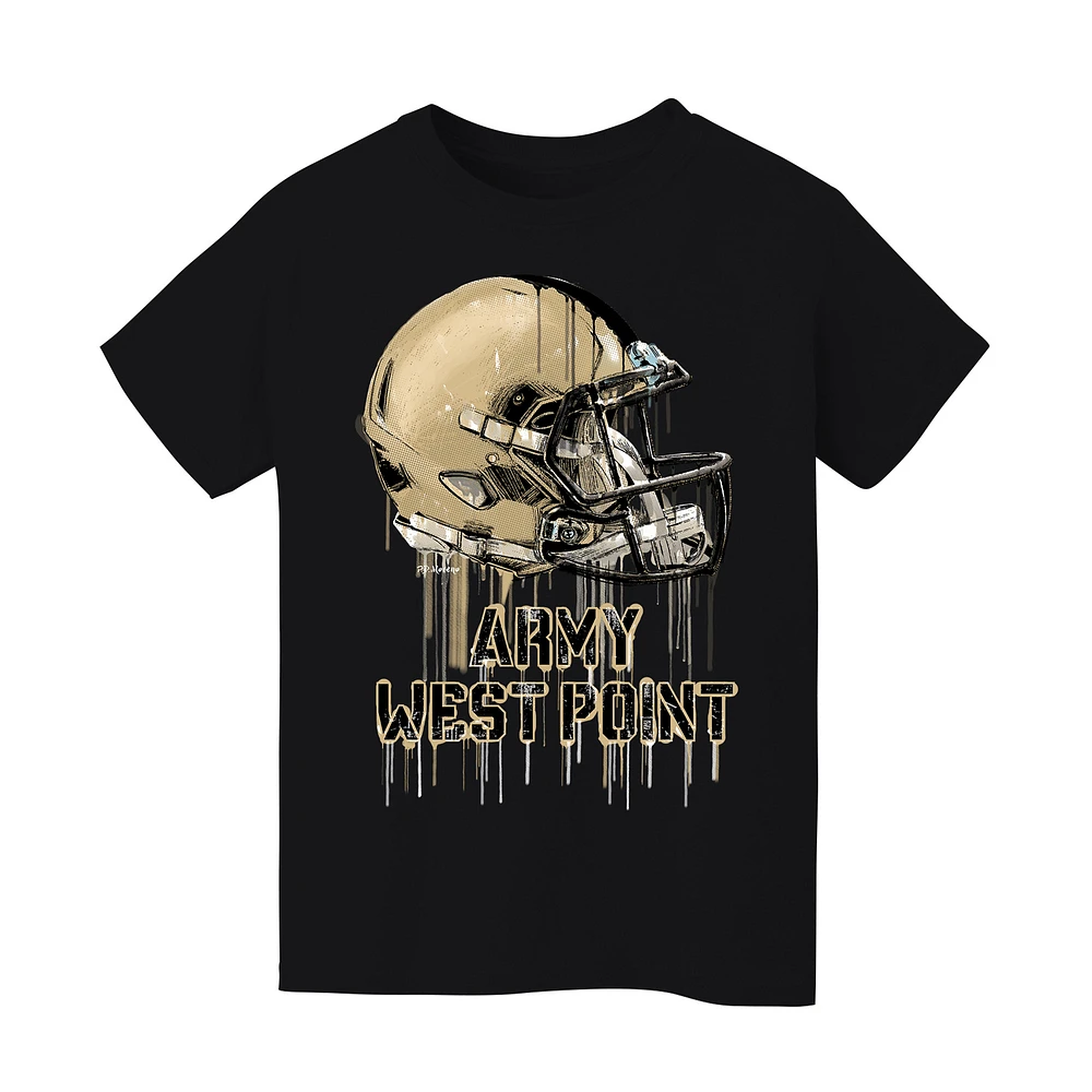 Youth Vive La Fete Black Army Knights Dripping Football Helmet T-Shirt