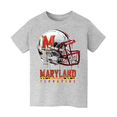 Youth Vive La Fete Heather Gray Maryland Terrapins Dripping Football Helmet T-Shirt