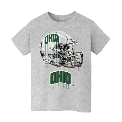 Youth Vive La Fete Heather Gray Ohio Bobcats Dripping Football Helmet T-Shirt