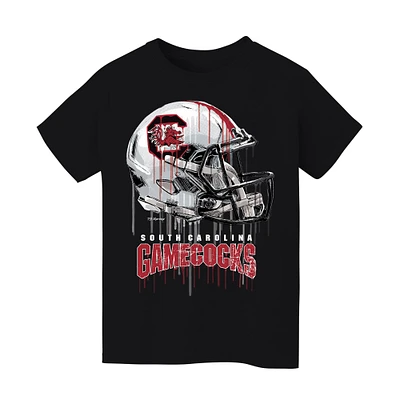 Youth Vive La Fete Black South Carolina Gamecocks Dripping Football Helmet T-Shirt