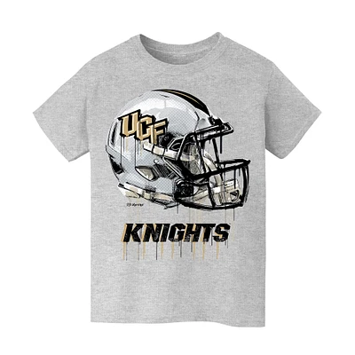 Youth Vive La Fete Heather Gray UCF Knights Dripping Football Helmet T-Shirt