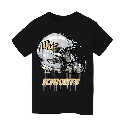 Youth Vive La Fete Black UCF Knights Dripping Football Helmet T-Shirt