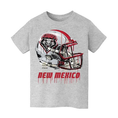 Youth Vive La Fete Heather Gray New Mexico Lobos Dripping Football Helmet T-Shirt