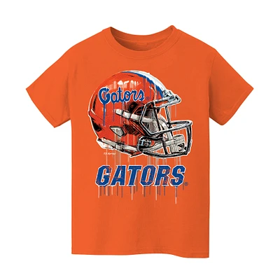 Youth Vive La Fete Orange Florida Gators Dripping Football Helmet T-Shirt