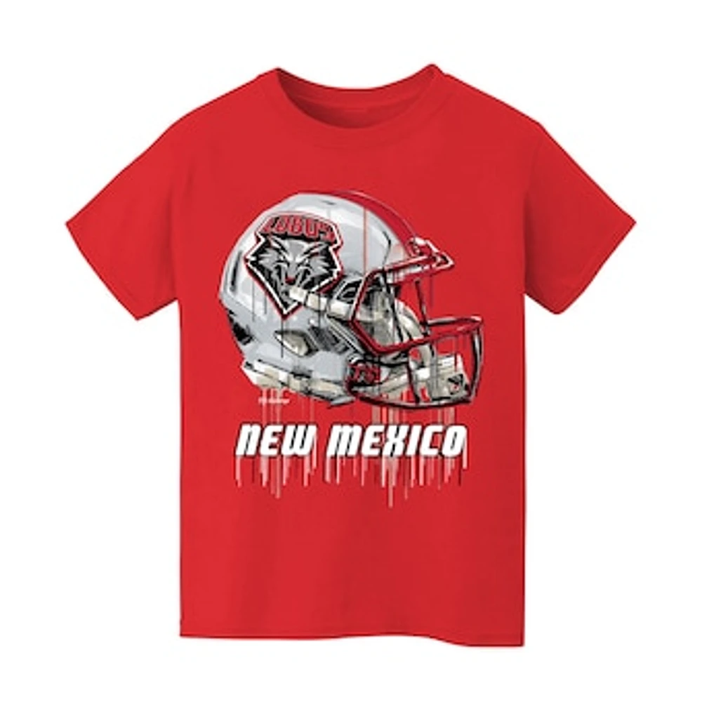 Youth Vive La Fete Red New Mexico Lobos Dripping Football Helmet T-Shirt