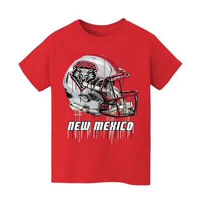 Youth Vive La Fete Red New Mexico Lobos Dripping Football Helmet T-Shirt