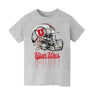 Youth Vive La Fete Heather Gray Utah Utes Dripping Football Helmet T-Shirt