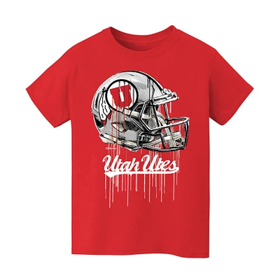 Youth Vive La Fete Red Utah Utes Dripping Football Helmet T-Shirt
