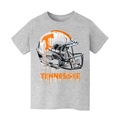 Youth Vive La Fete Heather Gray Tennessee Volunteers Dripping Football Helmet T-Shirt