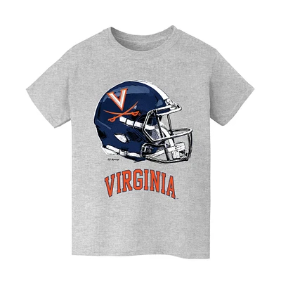 Youth Vive La Fete Heather Gray Virginia Cavaliers Dripping Football Helmet T-Shirt