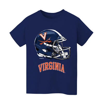 Youth Vive La Fete Navy Virginia Cavaliers Dripping Football Helmet T-Shirt