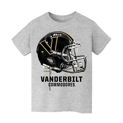 Youth Vive La Fete Heather Gray Vanderbilt Commodores Dripping Football Helmet T-Shirt