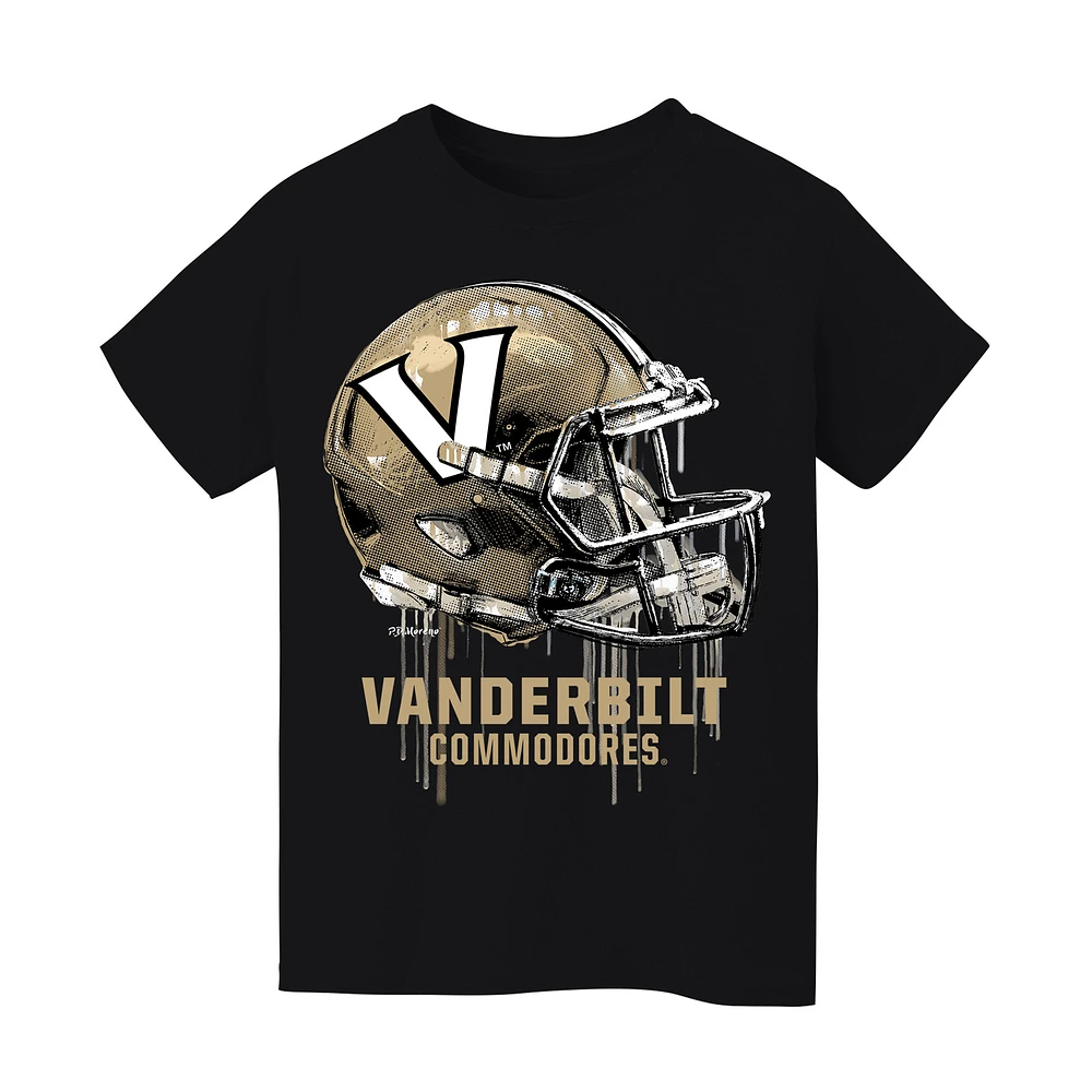 Youth Vive La Fete Black Vanderbilt Commodores Dripping Football Helmet T-Shirt