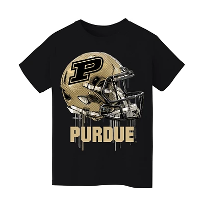 Youth Vive La Fete Black Purdue Boilermakers Dripping Football Helmet T-Shirt