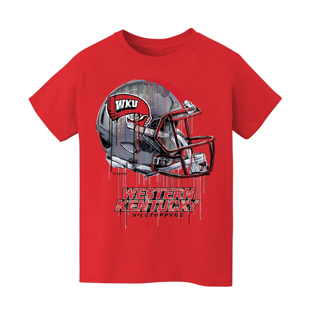 Youth Vive La Fete Red Western Kentucky Hilltoppers Dripping Football Helmet T-Shirt